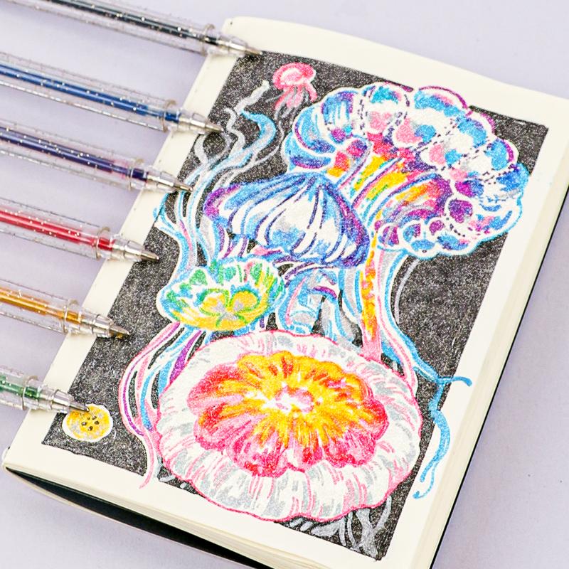 [Flash Sale] Grabie Dual Tone Iridescent Glitter Gel Ink Pens - 12/18 Vibrant Colors for Lettering, Coloring Books, Scrapbooking, Planner and More colorful pens, crafts, drawing, design Art Markers Set, gift for valentines's day