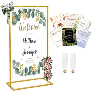 Golden Metal Adjustable Height Wedding Arch Stand, Elegant & Durable Outdoor Yard Decoration Event Signage & Festive Decor - Ideal For Halloween Christmas Weddings Birthdays Family Gatherings, Sturdy Construction, Premium Finish, Holiday Decor