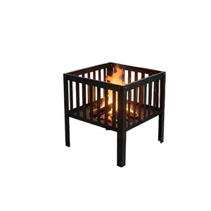 CalidoCasa 16 Inch Outdoor Fire Pit Steel Square Fire Bowl, Portable Backyard Patio Firepit for Camping, Bonfire, Garden Heating, Outdoor Gatherings for Family & Friends