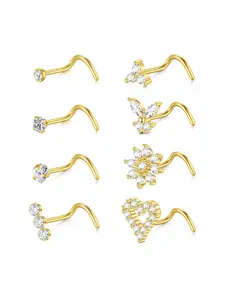 Cute Heart & Butterfly Design Nose Rings, Fashionable Nose Studs for Women & Men, Body Piercing Jewelry for Daily & Party