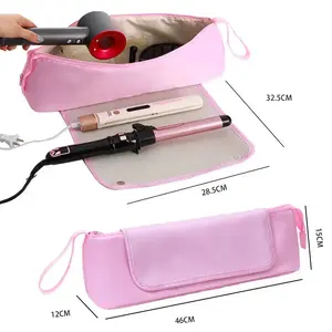 Hair Tools Travel Bag and Heat Resistant Mat for Flat Irons, Straighteners, Curling Iron, and Haircare Accessories, 2-in-1 design, with Interior Pockets, Portable Organizer