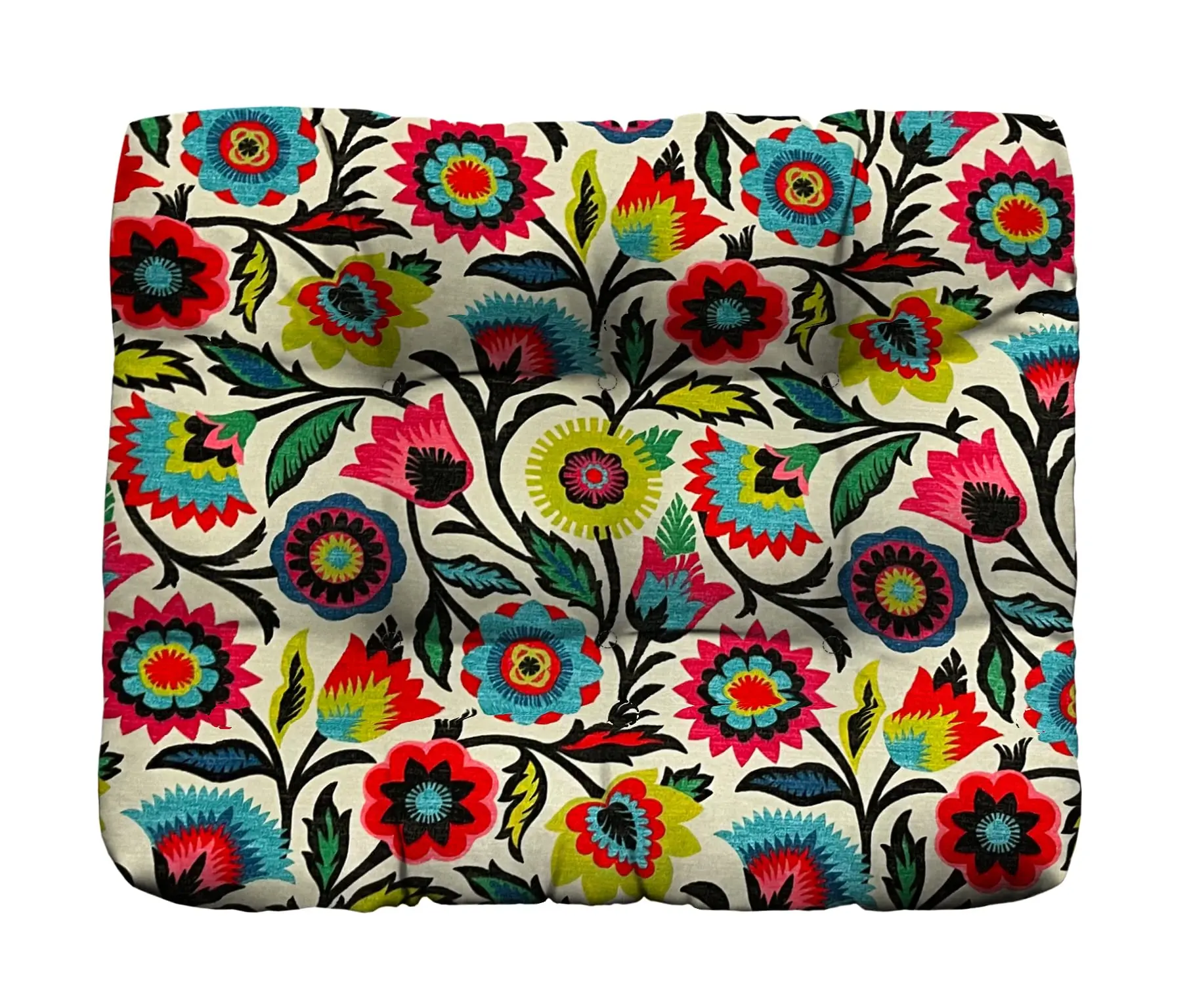 RSH Decor Tufted Ottoman Cushion 22"x20" for Outdoor Patio Furniture All-Weather Water-Resistant Fiesta Floral Desert Design