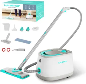 #JumpstartSale HAUSHOF Steam Cleaner with 1.5L Large Tank and Wheels, 4 Bar Portable Steam Cleaner with 16 Accessories, 1500W Steamer for Car Detailing, Floor, Dirt, Grease, Grout