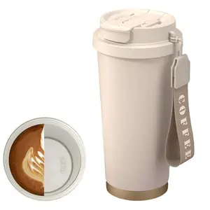 Large-capacity ceramic vacuum thermos bottle, reusable double-layer insulated cup, stainless steel coffee household drinkware Hand in Tumbler Double-Wall Mocha with Straw drink gadget water bottle gift keep huntrix saja valentine christmas couple Cup dad