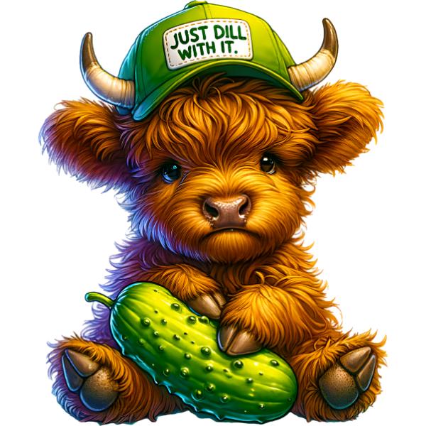 Just Dill With It Highland Cow Hot Peel DTF Transfer