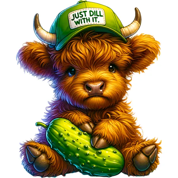 Just Dill With It Highland Cow Hot Peel DTF Transfer