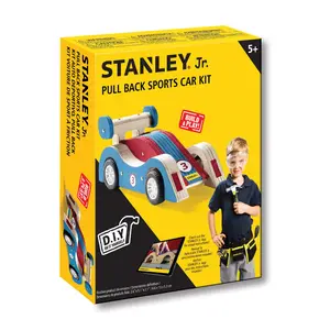 STANLEY Jr. Pull Back Sports Car Building Kit for Kids JK030-SY Children’s DIY Wood Racer Set with Paints Ages 5 to 12 Classic 1 Fun Creative Build Experience