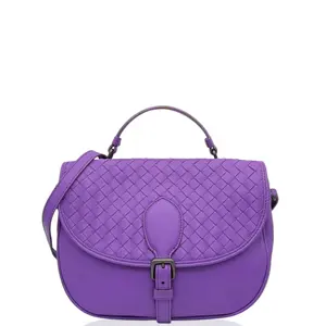 Pre-owned Bottega Veneta Leather tote bags Two Way Bag Calfskin Intrecciato Purple (yy1029n0)