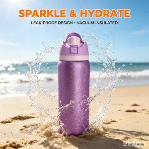 Shimmer Pastel Purple Glitter Owala Insulated Bottle, Secure Anti-Spill Lock Mechanism, Eye-Catching Full Body Sparkle Finish, Soft Two-Tone Purple Lid Design, Viral Aesthetic Accessory Ideal For Back To School, Holiday & Teen Girl Gift Baskets