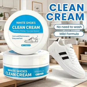 White Shoe Cleaner Cream (Multipurpose) – No-Wash Solid Cleaner with Sponge, Stain-Removing, Fits Leather, Silicone & Car Interiors