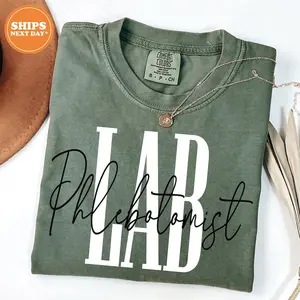 Women's Casual Round Neck Short-Sleeve Lab Phlebotomist T-Shirt, Comfortable Fabric, Flattering Fit, Lab Week/Phlebotomy Week Med Tech Staff Gift