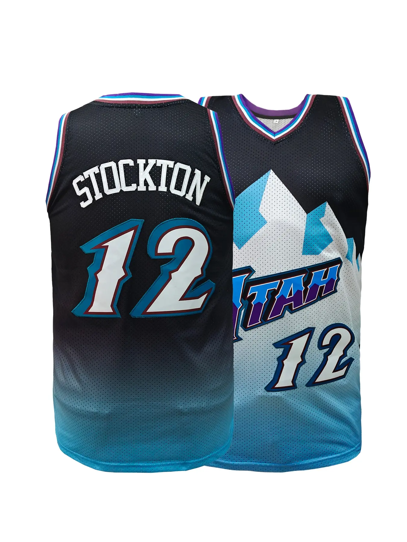 Men's Letter & Number Pattern Basketball Jersey,Snow Mountain 12 Gradient Vest Basketball Vest, Loose Fit Breathable Basketball Uniform, Casual Sports Wear, Unisex, All Seasons, Sporty Jersey