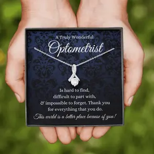 Petit Ribbon Necklace for Optometrist - Gift with Meaningful Message Card Inside, Optometry Gifts, Optometrist Jewelry