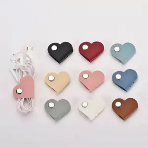 Heart Shaped PU Leather Cord Organizer Set, 10pcs/set Cable Management Clips, Multi-color Cord Keeper for Men & Women, Perfect for Travel and Daily Use
