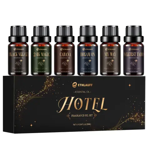 Ethlauff Premium Essential Oil Set - 6x0.34 Fl.oz Fragrance Oil Diffuser Blend for Men - Relax,Sleep Aid - Home Perfume,Diffuser/Soap,Candle Crafting - Auspicious Elegant Gift-Ready Boxed Aromatherapy Kit