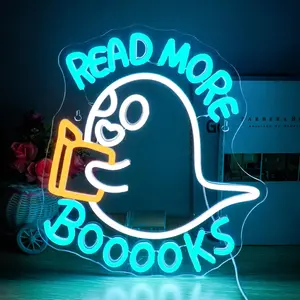 Read More Book Neon Sign, USB Plug LED Luminous Wall Mounted Neon Light, Decoration Lamp for Home, Study Room, Wall, Library, Story House