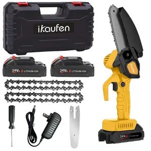 Mini Chainsaw Compatible with 24V MAX Battery, 4 Inch Small Electric Chainsaw Brushless, 2 x 4'' Chains, Auto Oiler, Handheld Pruning Chain Saw