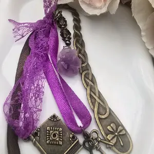 Handmade Purple Gemstone Bookmark for Book Lovers