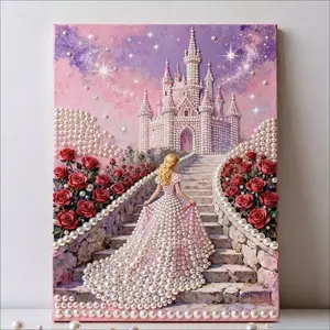 2026 New Arrival Pearl Diamond Painting Kit, Dream Castle & Fireworks Design, Handcrafted Rhinestone Art with Inner Frame, Perfect for Bedroom, Living Room Wall Decor, Ideal Birthday, Christmas, New Year & Valentine’s Gift for Friends