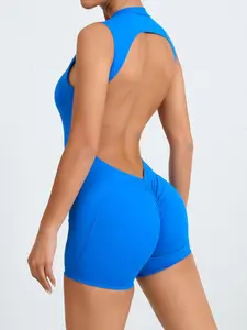 Women's Solid Color Adjustable Strap Sports Romper, Casual Breathable Comfortable Jumpsuit for Yoga Gym Workout, Ladies Sportswear for All Seasons Fitness Sport Outfits