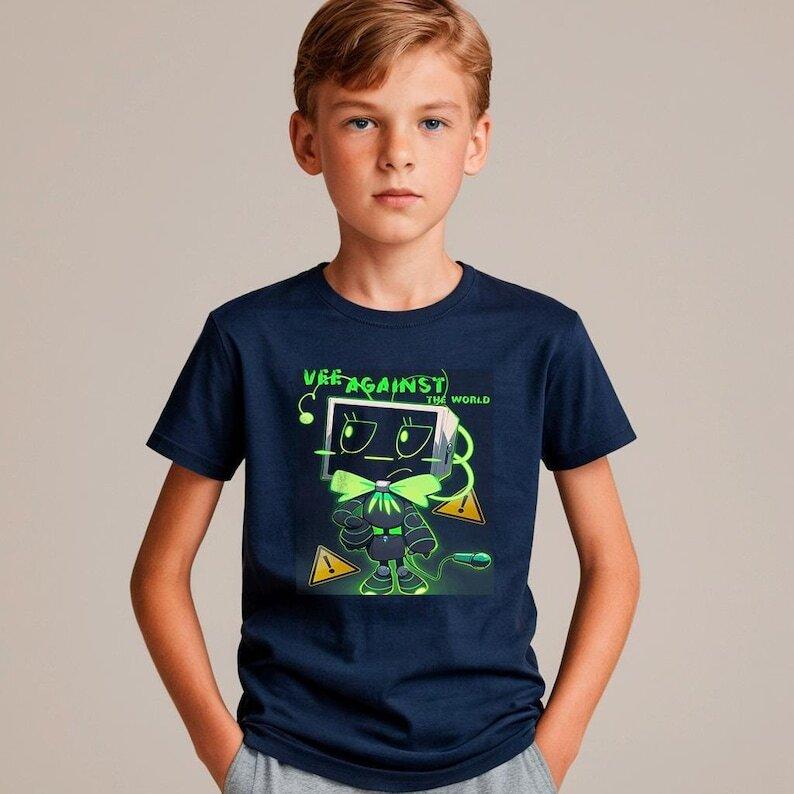 Vee Against the World Tee, Dandy's World Graphic Tshirt, trendy Kids Shirt, Gift for Teenagers, Roblox, Video Game, Youth Short Sleeve Tee