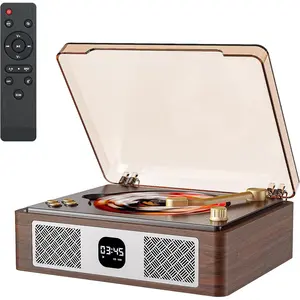 Retro Cd Player Can  to USB,Nostalgic  CD Player for ,Built-in Speakers with LCD Screen,Supports Coaxial/3.5mm/FM Radio with Remote Control-Wired Walnut Brown