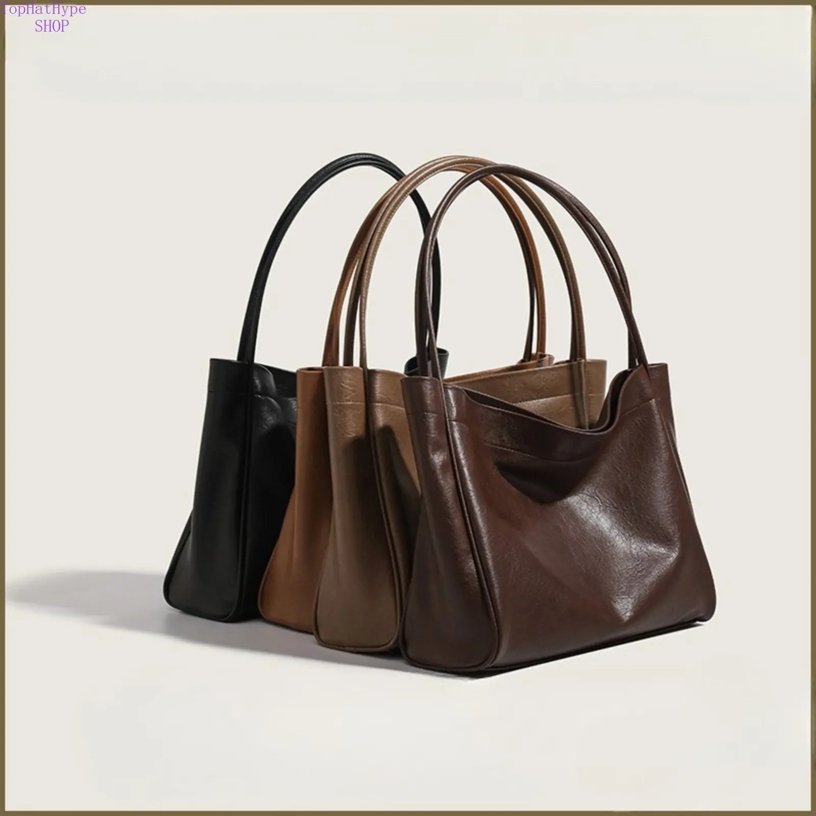 Women's Solid Color Mocha Mamba 2-in-1 PU Leather Tote Bag - Large Capacity, Lightweight, All-Match, Carry It 2 Ways, Fashionable Everyday Shoulder Handbag, Business Work Commuter Bag for Office, Travel, Business Work Bag