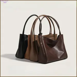 Solid Color Mocha Mamba 2-in-1 Tote Bag for Women, Large Capacity PU Leather Shoulder Bag, Casual Work Commute Top Handle Handbag, Spacious Lightweight All-Match Design Perfect for Office, School, Travel, Shopping and Daily Casual Outfits