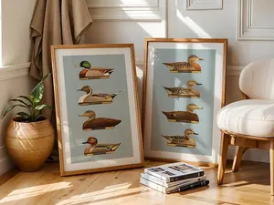 Retro Duck Prints Outdoors Art Duck Decoy Posters Set of 2 Outdoorsy Wall Prints Home Office Decor Nature Wall Art Hunting Gift for Dad