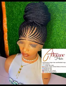 Black and Brown 36inches 360 full lace  ponytail Braided Wig 004 - Luxury Braided Wig Style with Easy Styling & Comfortable Design for a Distinctive Look