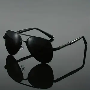Men’s Polarized Pilot Fashion Glasses – Classic Black Metal Frame with Nylon Lenses, Stylish Driving & Flying Sunglasses for Men