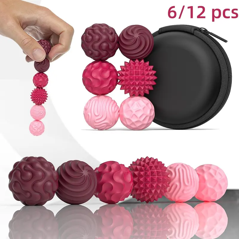 【Black Friday】Silicone Magnetic Fidget Ball Set, 6-Count Stress Relief Toys for Autism & ADHD, Spiky Sensory Toys for Travel & Daily Use, Gifts for Teens & Adults