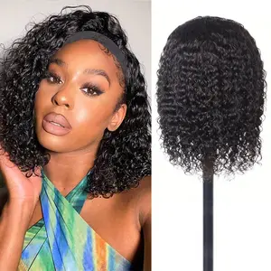 HUICHU Deep Wave Headband Wig Human Hair 2 in 1 / 2 Style / Deep & Body 12A Body Wave  Headband Wig 200% Density Glueless None Lace Front Wigs for Women Machine Made Deep Curly Wear and Go Wigs Curly Headband Wigs Natural Color Beginner Friendly Easy Wear