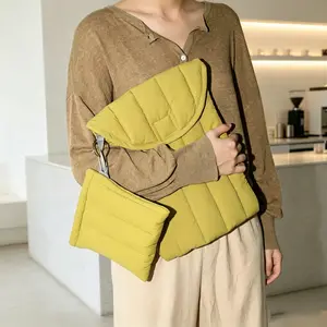 Womens Quilted Puffer Laptop Sleeve Double Sided Embroidered MacBook 13-16 Inch Case Lightweight iPad Pouch Aesthetic Tech Accessory