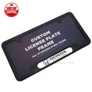 Black / Chrome Front or Rear Stainless Steel License Plate Frame Protect Cover Universal Fit Decorate Accessories Gifts