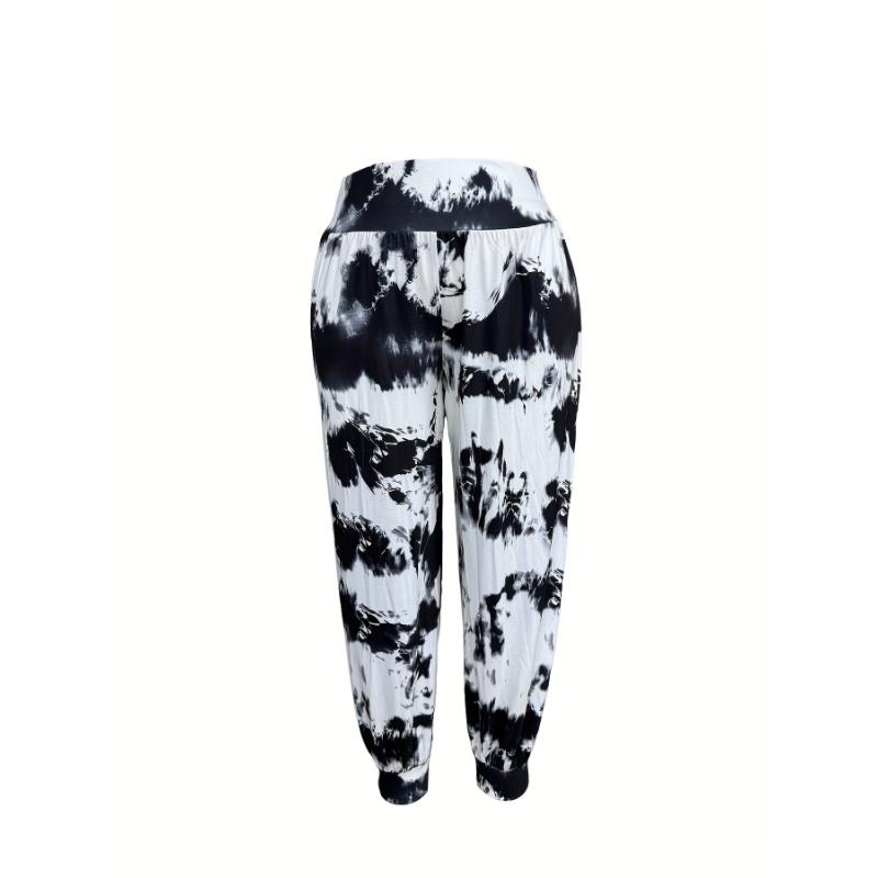 Plus Size Tie Dye Print Baggy Joggers, Casual Elastic Waist Pants For Spring & Summer, Women's Plus Size Clothing
