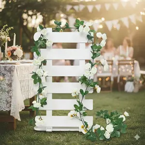 Artificial Silk Rose Ivy Wreath Flexible Home Decor Fake Garland Wall Arch Doorway Hanging Green Plant Artificial Faux Greenery Simulation Flower Multi-Scene Floral Decoration Reusable Event Backdrop Design