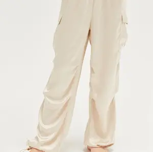 Women's Satin Drawstring Hem Cargo Pants