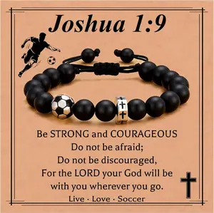 Soccer Basketball Football Baseball Gifts for Boys, Cross Beaded Bracelet Gifts for Teens Boys Men, Birthday Graduation Gifts for Son Grandson Players Team Fan Friends,Easter Basket Stuffers for Teens Boys