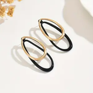 1 Pair Modern Geometric Interlocked Mode Fashion Earrings - Dual-Color Teardrop Design, LXALRY Zinc Alloy with 316L Stainless Steel Posts, Suitable for Daily Wear & Gifting, Interlocked Earrings