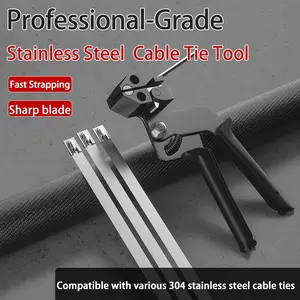 Stainless Steel Zip Tie Gun Tool Set, Durable Cable Tie Gun Fastening Tool, Industrial Grade Tool for Cable Bundling & Fastening