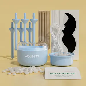 Nose Wax Kit Mini Wax Warmer for Eyebrow Ear Upper Lip Hair Removal Waxing Kit USB Rapid Heating for Women Men with 50g Beads, 6 Applicators, 6 Nose Sticks Portable Waxer Melter Machine Kit Multi-Use Home & Travel Blue