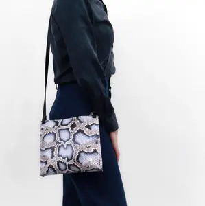 LARGE STRAPPY POUCH PECAN PYTHON