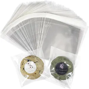 4x4 Inch Clear Cookie Bags With Seal, 100 count Individual Cookie Wrappers with Stickers, Self Sealing Cellophane Bags for Packaging ,  Giving and Party Favors