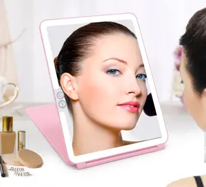 LED Makeup Mirror with 5X Magnetic Zoom, Dimmable Ring Light, Durable ABS Material, USB Power, 40cm x 250cm, Pink/White/Black Options