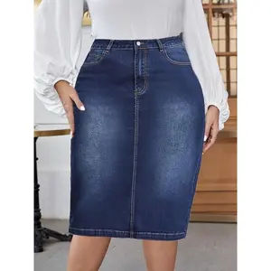 Plus Size Denim Skirt, Casual and Comfortable Stretch Denim Skirt, Women’s Underwear for All Seasons
