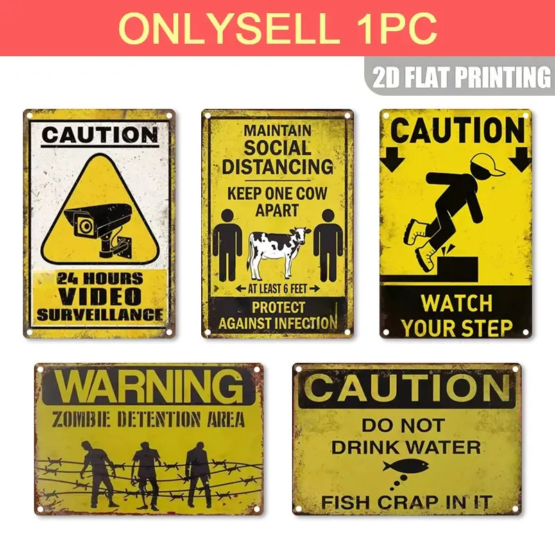 2D Aluminum Warning Sign, Wall Art Print, Security Alert Poster, Safety Notice, Home Decor, Gift, 20x30 Cm, Universal Setting