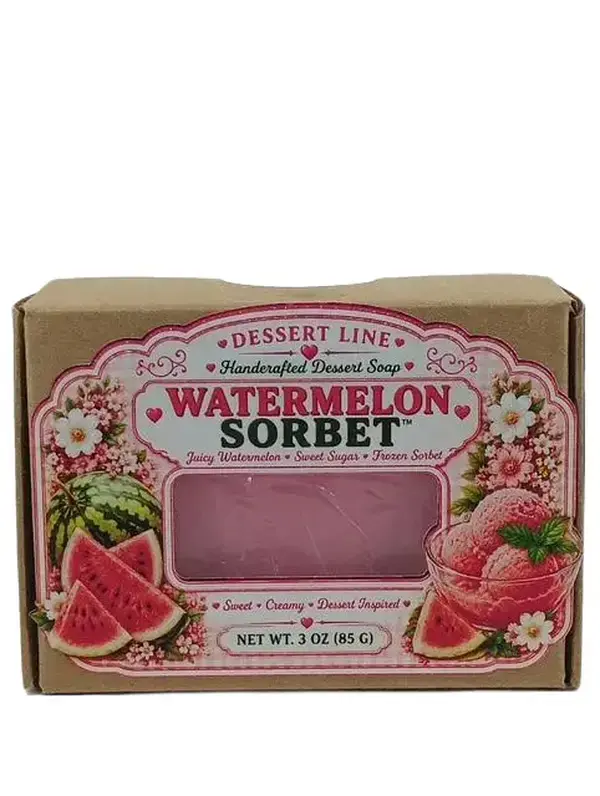 Handcrafted Watermelon Sorbet Fragranced Sugar Cleanser Soap Bar, Natural Body Care Product with Refreshing Scent