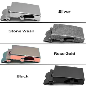 Slide Lock Belt Buckles - Silver, Stone Wash, Rose Gold, Black - Easy-to-Use, Durable, Adjustable - Perfect for Any Belt Collection
