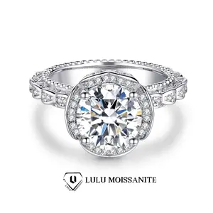 【#05】（Rose Garden）Synthetic Moissanite Promise Jewelry Ring D Color VVS1 Clarity 1/3 CT in 925 Sterling Silver for Wedding